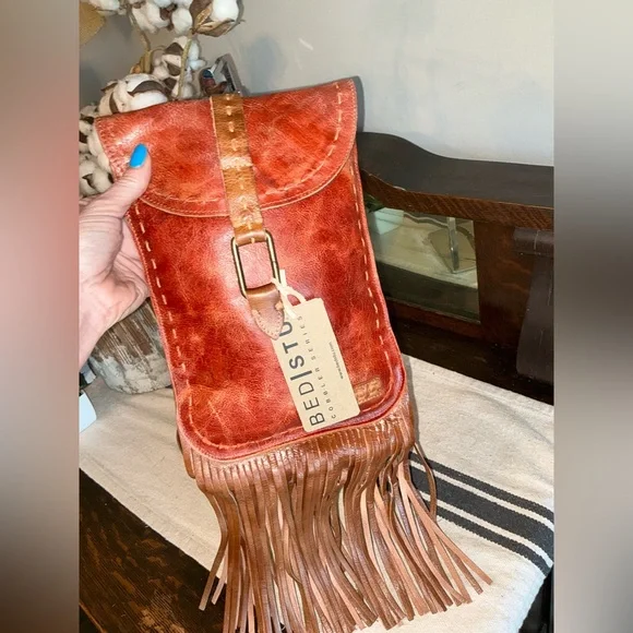 NWT Bed Stu Leather SANDY LANE Fringe Crossbody Bag Adobe Lux MSRP $205 - Picture 5 of 13
